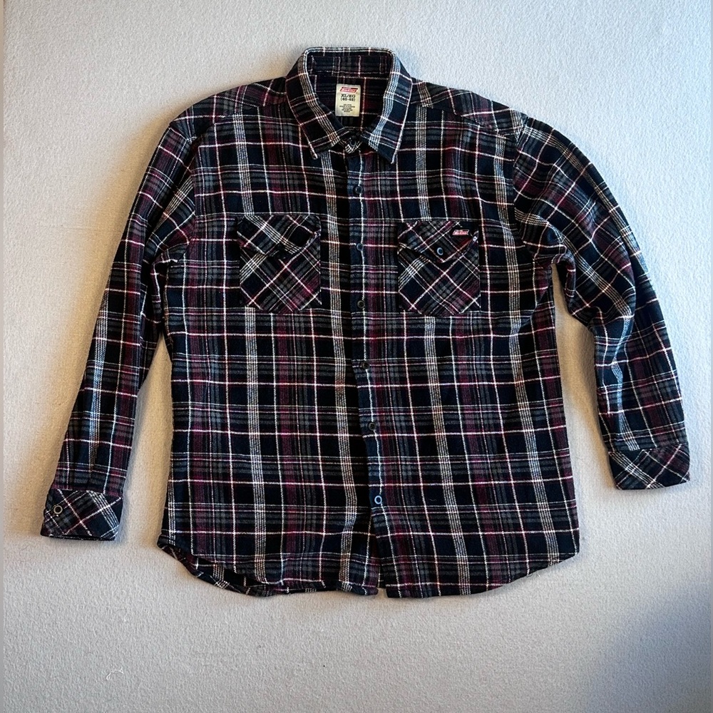 Dickies Black and Red Checkered Button-Down Shirt